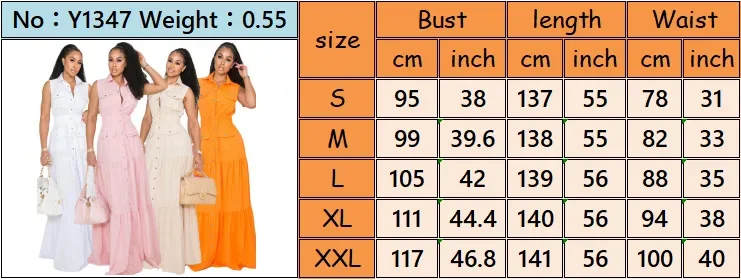 Summer Fashion Collar Single Breasted Women Elastic Waist Large Swing Dress Simple Solid Color Female Casual Long Dresses