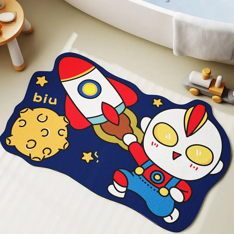 Ultraman Superman special-shaped bathroom absorbent floor mat Cartoon bathroom diatom mud children's non-slip floor mat