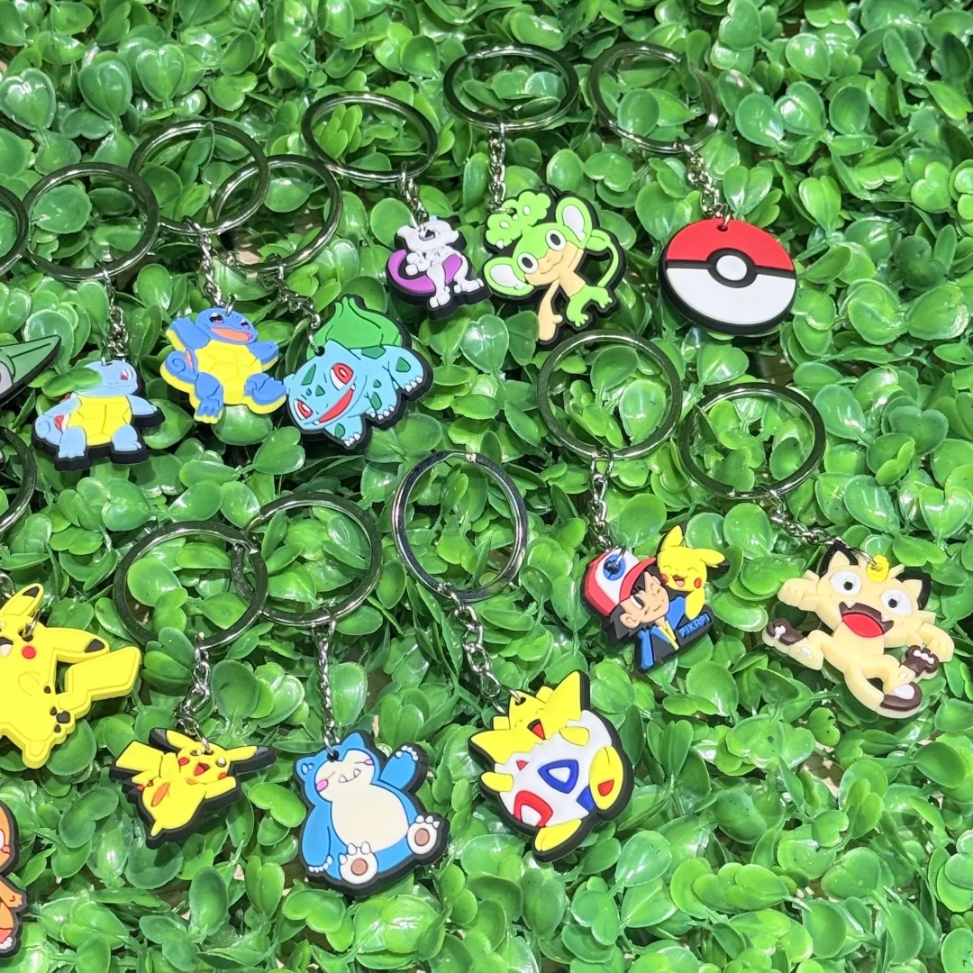 1-18 قطعة الكرتون Miniso بيكاتشو بولي كلوريد الفينيل لينة المفاتيح حلية قلادة لمفتاح التحكم مفتاح فوب القرطاسية المدرسية عطلة الحاضر #2