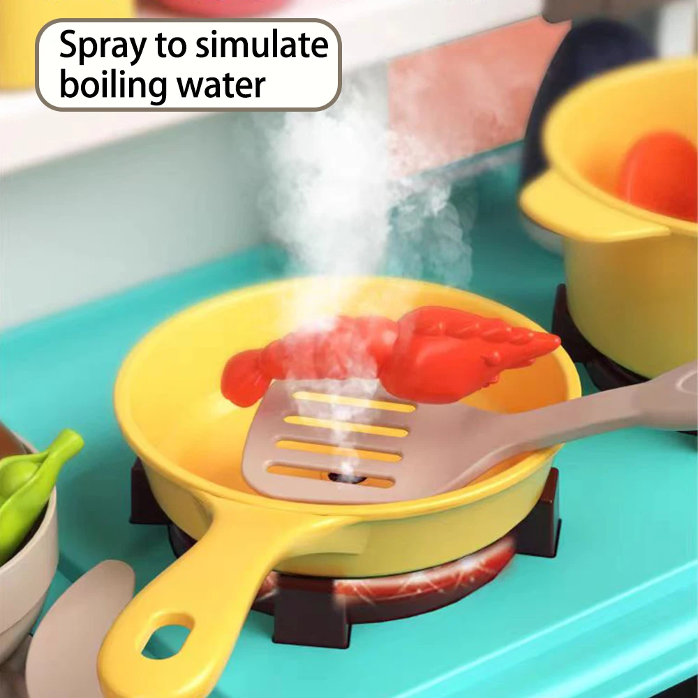 52 pçs spray cozinha cozinhar brinquedo conjunto com mudança de cor alimentos efeitos sonoros realistas fingir jogar brinquedos acessórios de cozinha presente