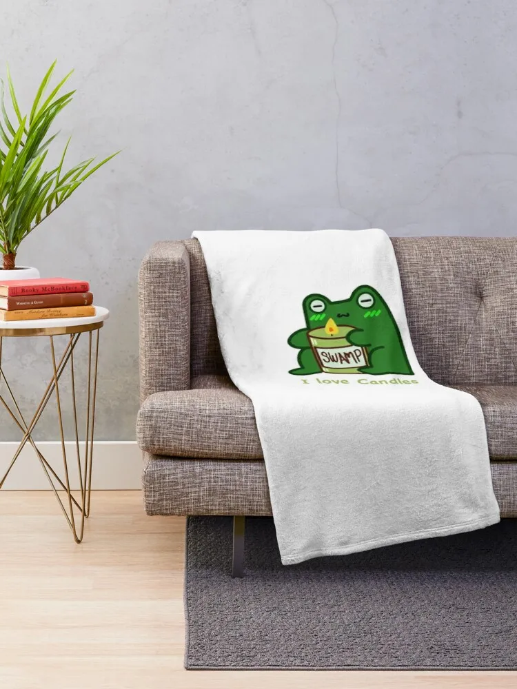 I love candle cute froggy Throw Blanket Beach Shaggy Blankets