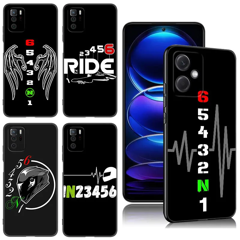 1N23456 motorcycle Phone Case For Xiaomi Redmi Note 8 9 10 11 11E 11T 11S 12 Pro 4G Plus 5G 8T 9S 10S 12S Black Silicone Cover