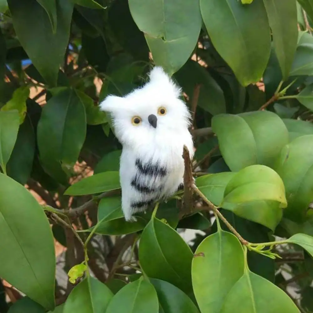 7cm Artificial Owl Lovely Animal Miniature Plush Toy Lifelike Fur Simulation Owl Model Handicraft Garden Ornament Photo Props