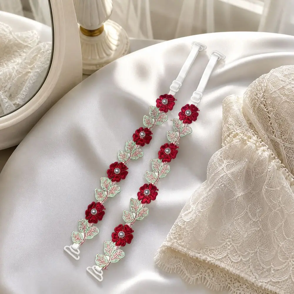 New Removable Floral Bra Straps Anti-slip Lace Floral Shoulder Belts Elastic Adjustable Bra Straps Replacement