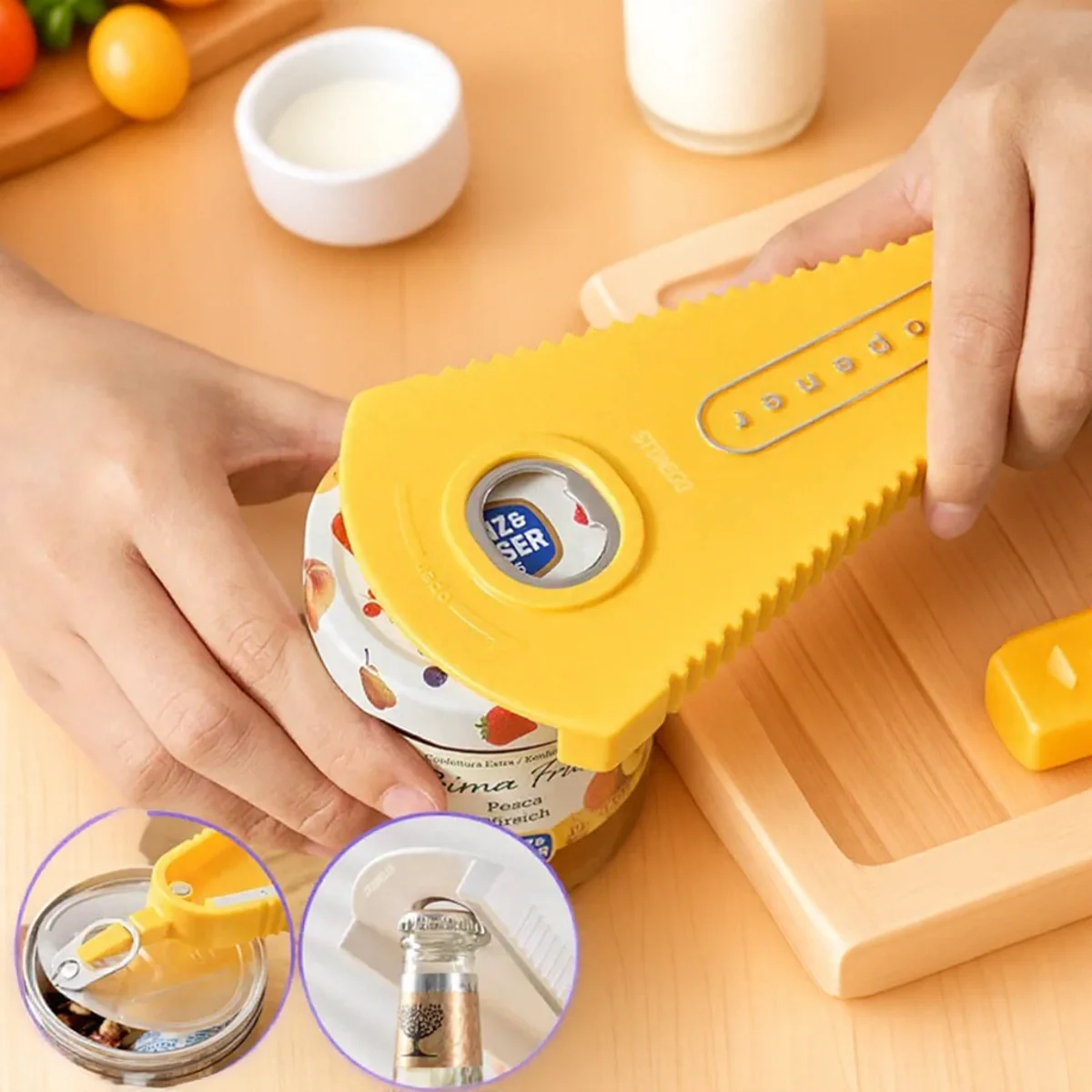 

3 in 1 Multifunctional Bottle Opener Jar Opener Corkscrew Kitchen Tool Easy Twist Open Quick Cooking Home Bar Accessories