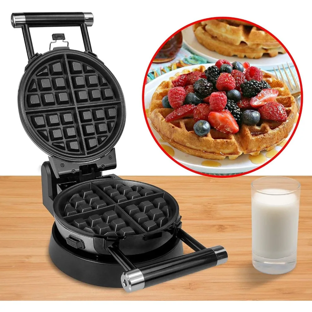 3-in-1 Waffle, Omelet, Egg Waffle Maker, 3 Removable Nonstick Baking Plates, Upgraded 360 Rotating