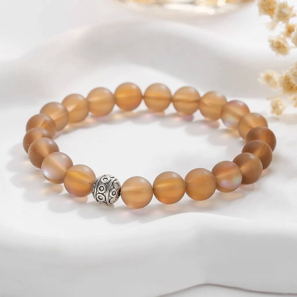 Frosted Moonstone Bracelet Flash Natural Crystal Bracelet Bracelet With Alloy Accent Distressed For Office Commuting Standard