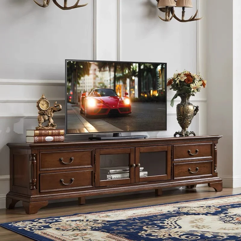 

American solid wood TV cabinet retro high-end wine t simple TV cabinet living room TV cabinet wine coffee table co