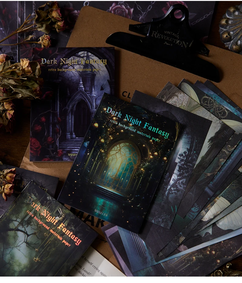 30 Stück dunkler Stil, handgemachtes Papiermaterial, Junk-Journal, Planer, Scrapbooking, Vintage, dekorative Collage, DIY-Handwerk, Bastelpapier – Detail 10