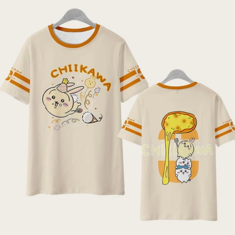 Chiikawa ist überall hier! Weiche, niedliche Cartoon-3D-Print-T-Shirts für Erwachsene Paare, Sportliche Freizeitkleidung, atmungsaktiv, kurze Ärmel, Familien-Matching – Detail 12