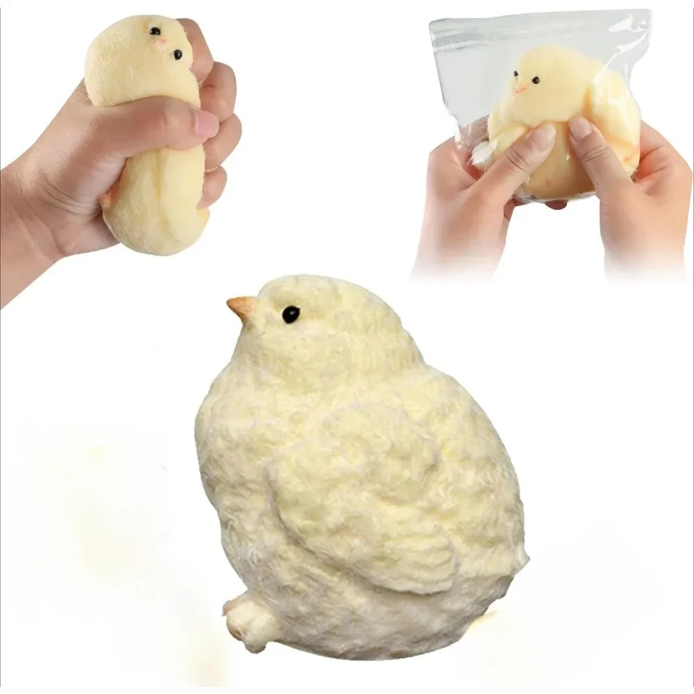 Squishy Handmade Yellow Big Chicken Stress Relief Toys Cure Office Stress Reliever Vent Fidget Toys for Kids Adults Gift