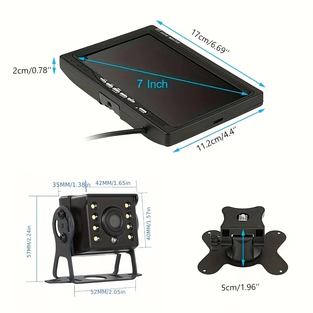 7 Inch 1080p Display 24V Waterproof Backup Reverse Camera with Night Vision for Trucks 1 Year Warranty