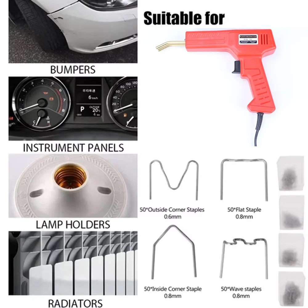 Plastic Welding Machine 200/600 Staples Kit DIY Plastic Welder Tool Kit EU/US Plug Plastic Repair Tools