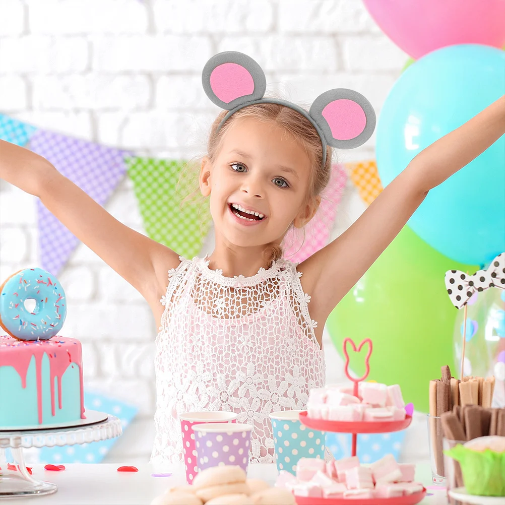 Bandeaux oreilles d'animaux, 4 pièces, oreilles d'ours de souris mignonnes, accessoires de cheveux réglables pour fête de vacances, Cosplay pour enfants et femmes