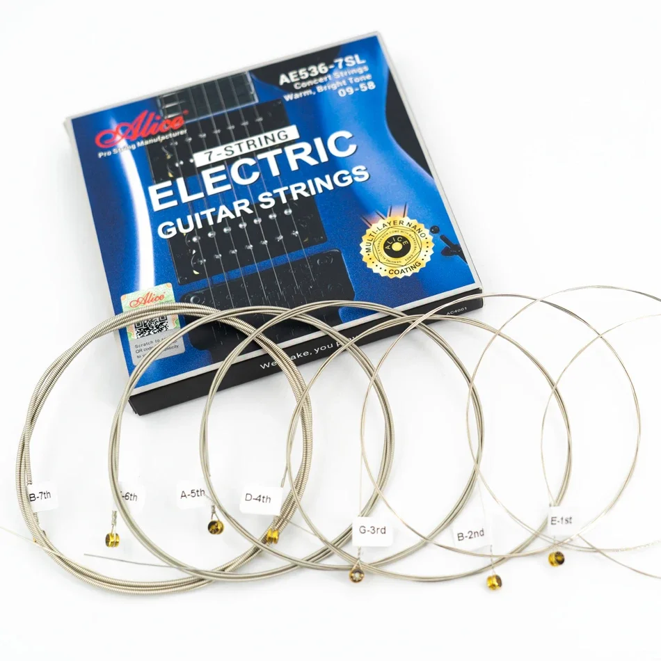 Alice 7-String Electric Guitar Strings Set from E-1st to B-7th Super Light 09-58 Guitar Accessory