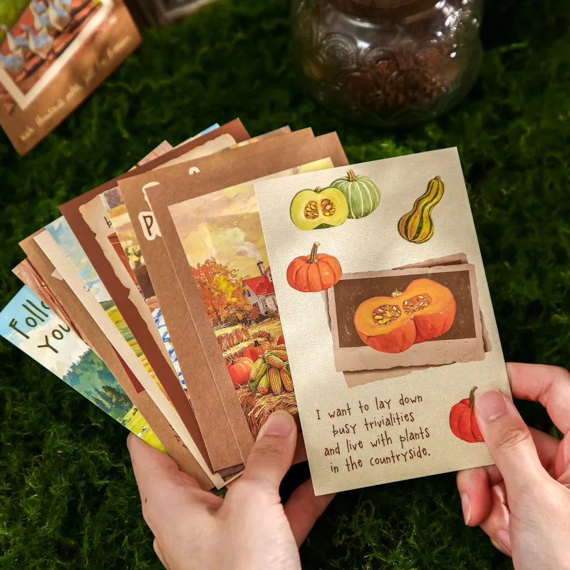 30Pcs White Card Postcards Rural Life Series MR.Paper Vintage Country Style Post Card Journal Scrapbook Decor
