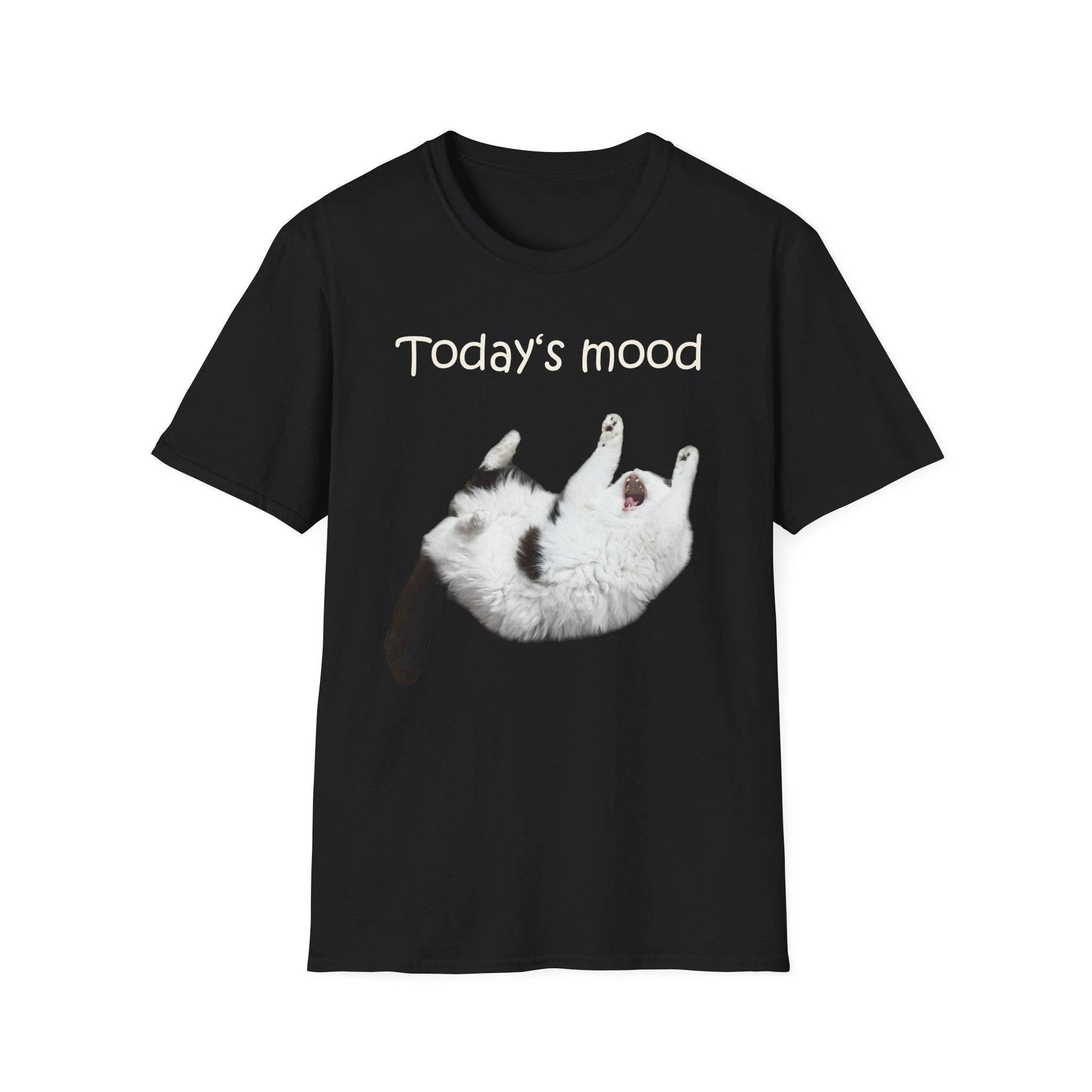 Funny Screaming Cat Meme T-Shirt Hilarious Cat Lover Gift Today's Mood Summer Women's Funny Clothes Soft Breathable Tee Tops
