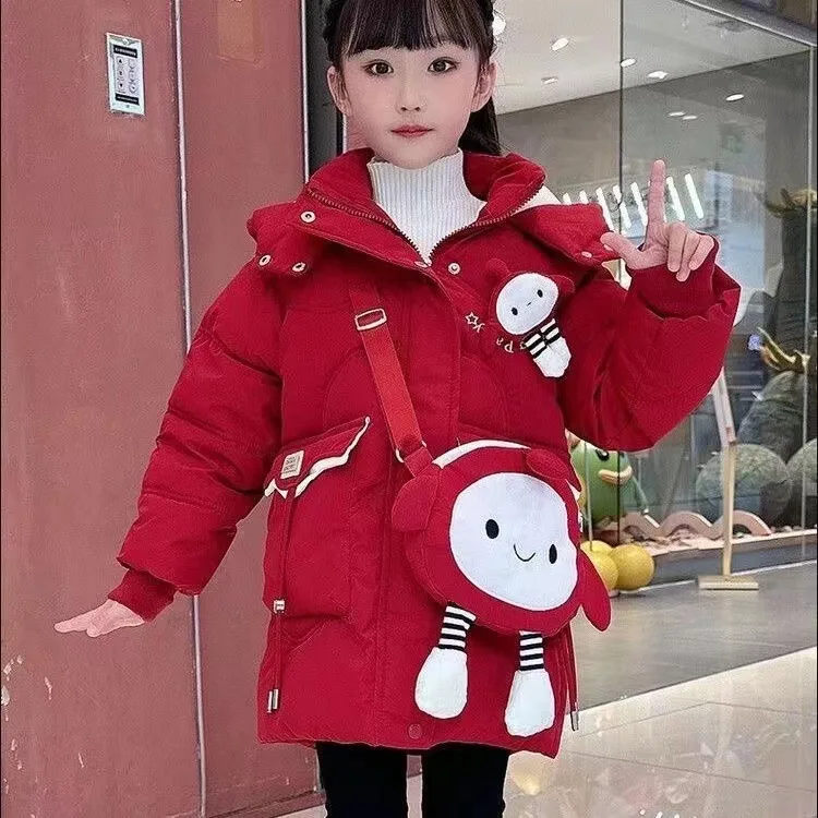 Girls winter cotton-padded coat coat new style plus fleece  cartoon Maillard foreign atmosphere cotton-padded girl winter tide