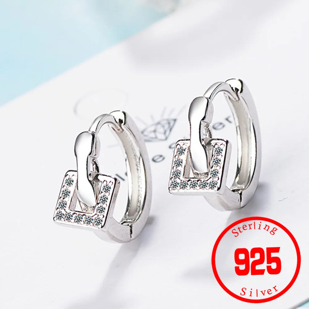 

Simple Ear Hoop Earrings For Women New Fashion Cubic Zircon Hoop Earrings Ear Buckle Round Circle 925 Silver Earrings