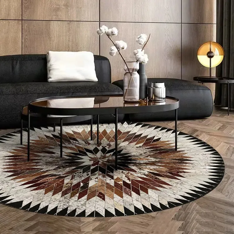 Vintage Style Round Carpet – Light Luxury Floor Mat for Bedroom & Living Room, Classic Rug Under Coffee Table or Chair