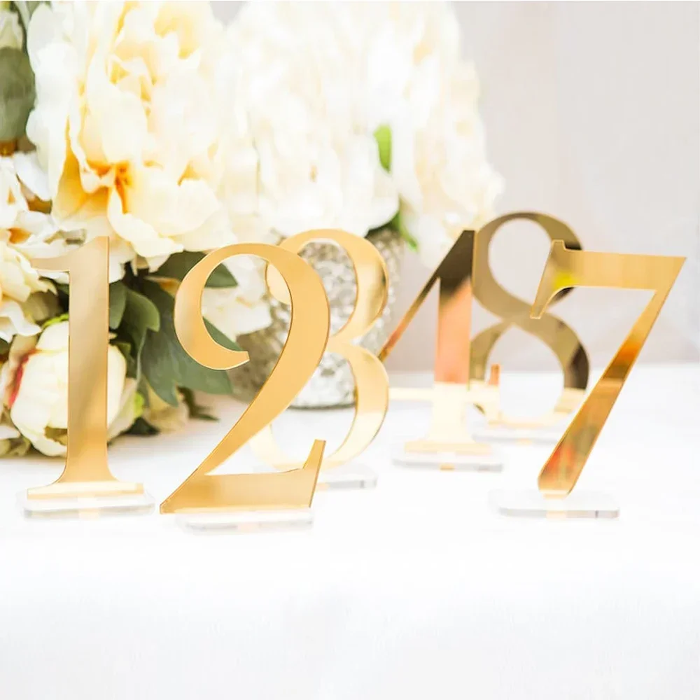 Gold Spiegel Hochzeit Tischnummern Hochzeit Tischschilder 3D Tischnummern Hochzeit Tischdekoration Tischnummern mit Ständer