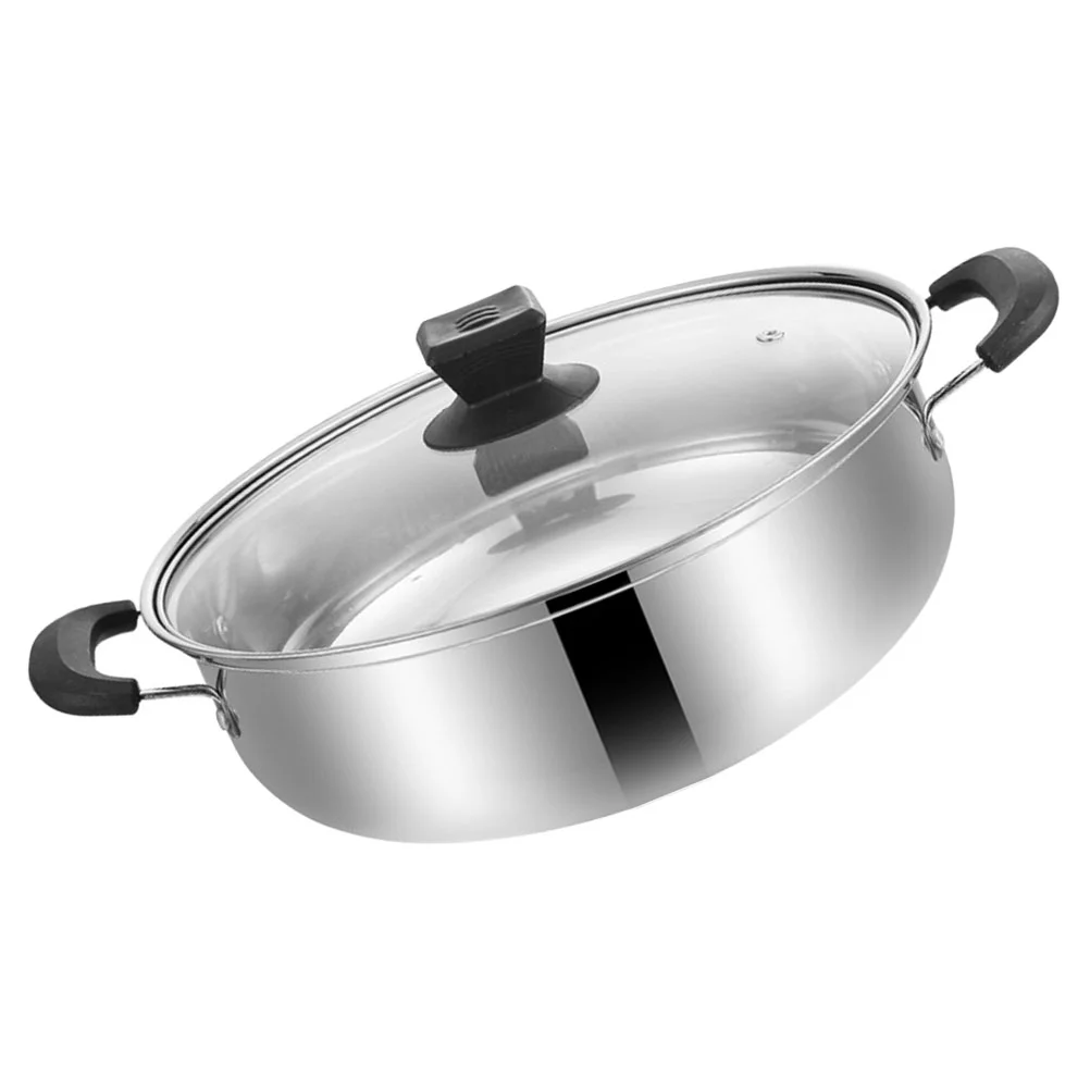 Stainless Steel Soup Pot Hotpot Double Handle Thicken Saucepan Cookware Practical Stock