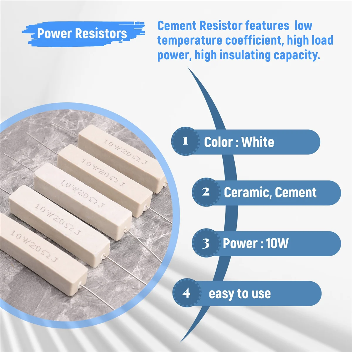 A06R 5x 10 Вт 20 Ом 5% Керамический цементный резистор с проволочной обмоткой 10 Вт