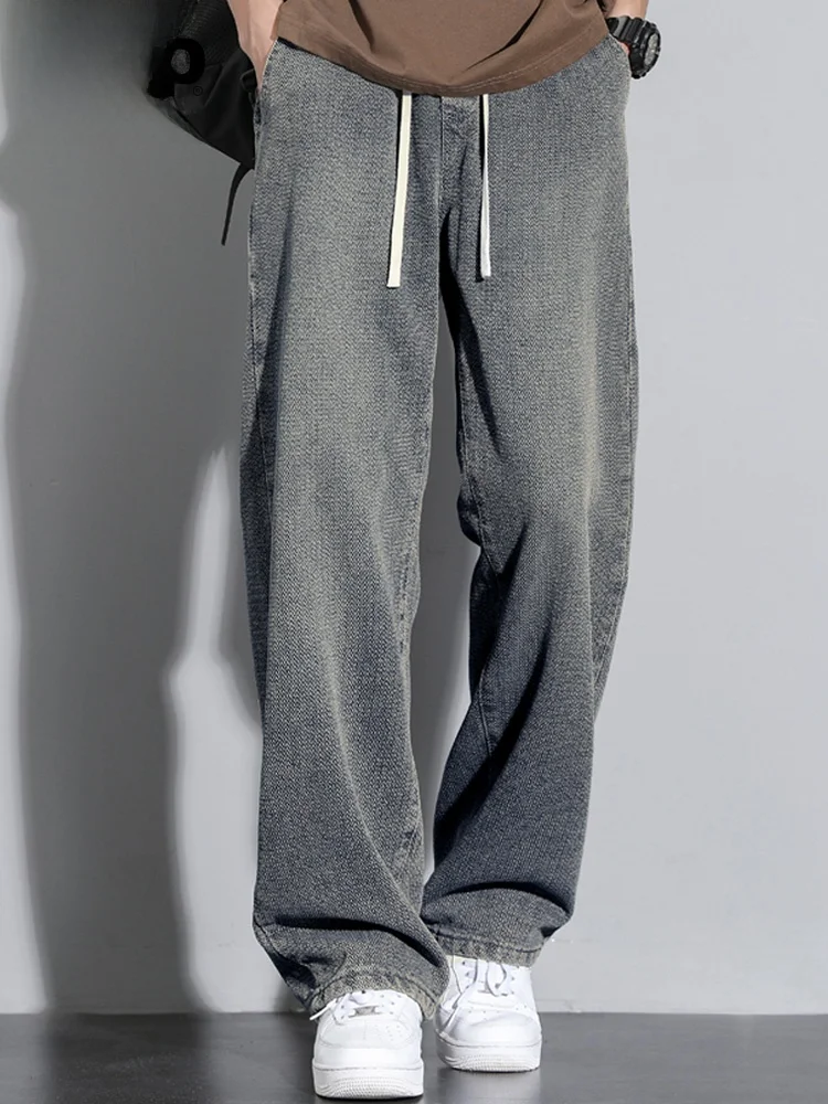 

Мужские винтажные джинсы Spirit из выстиранного денима, свободные широкие брюки, модные городские, зимние, из смесового хлопка