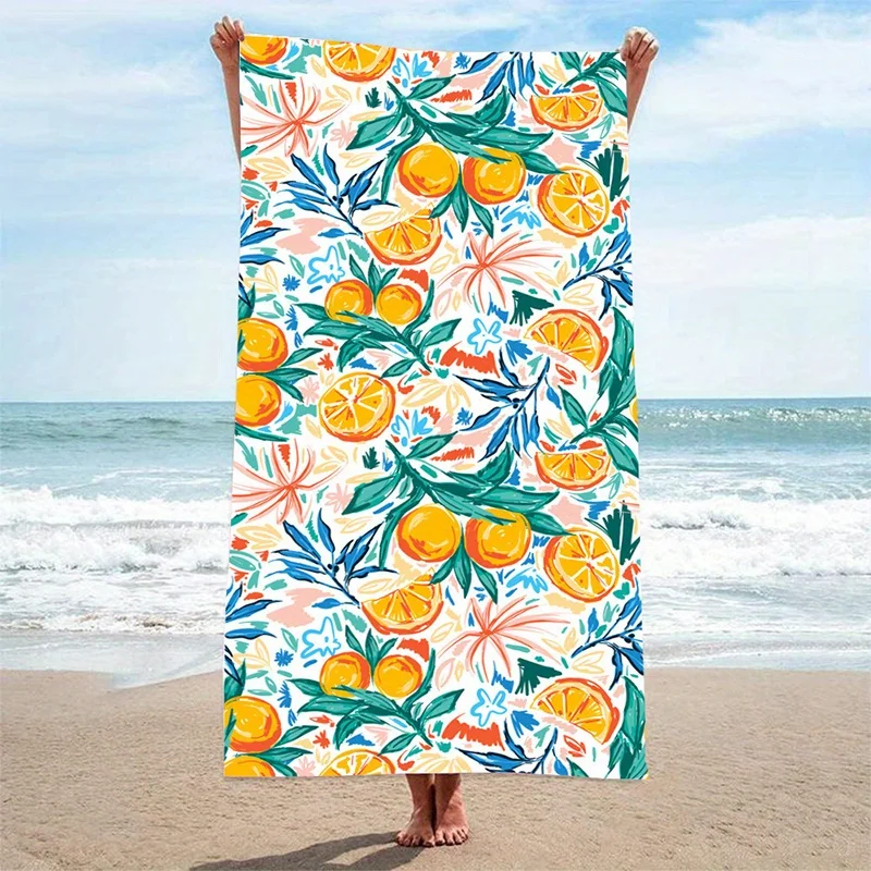 Beach Towel Fruit Pattern Sun Protection Windproof Suitable For Swimming Pool Camping Travel Blanket