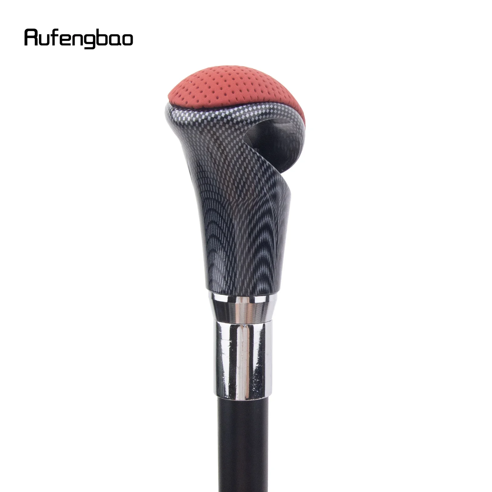 Red Black Leather Silver Walking Cane Fashion Decorative  Stick Elegant Cosplay Cane Crosier 94cm  Performance Stage Cane