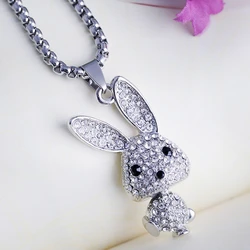 Stylish and cute elf bunny necklace charming retro playful style little bunny sweater chain personality pendant birthday gift