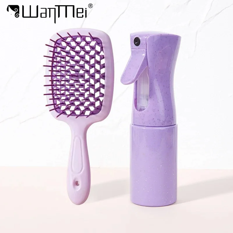 

2pcs Hair Brush Set with Spray Bottle Shampoo Scalp Massage Comb Wheat Straw Airbag Hairbrush Hair Beauty Tools Salon