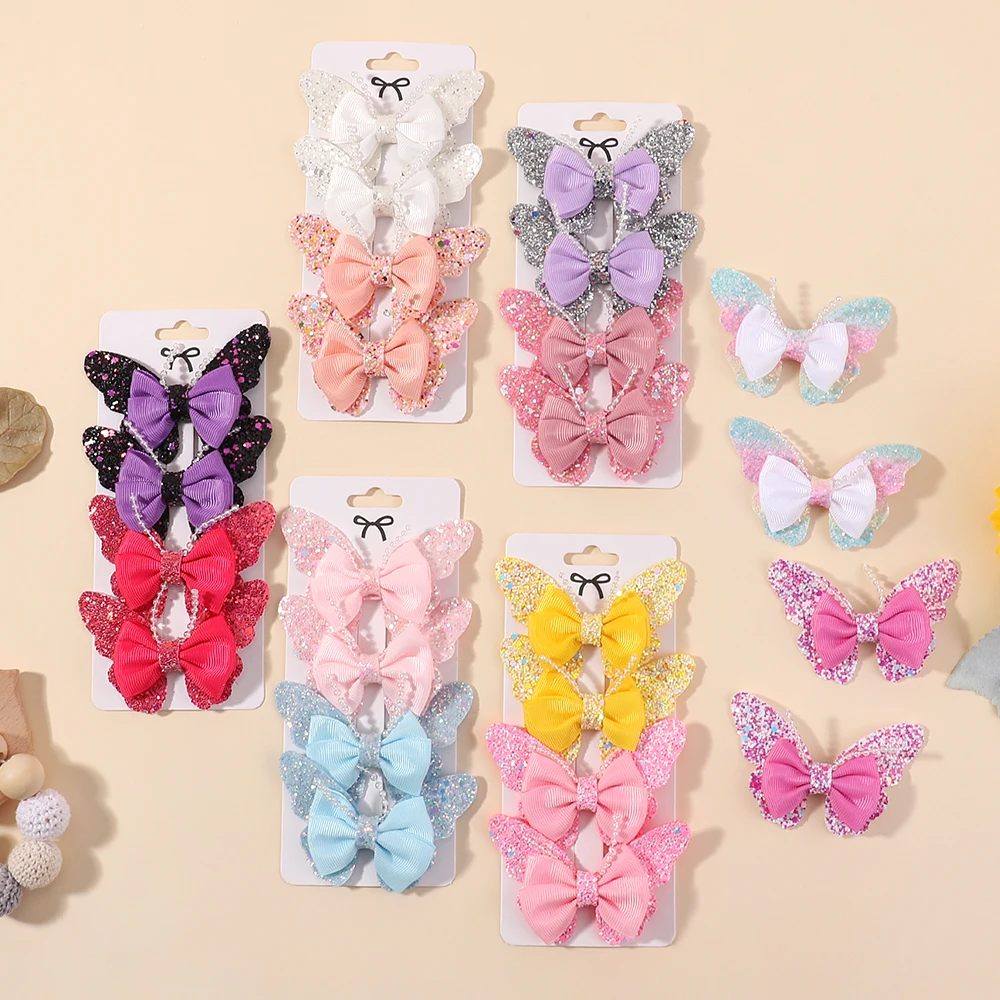 4 Stück/Set Glitzernde Bunte Schmetterling-Haarspangen Niedliche Haarklammern für Mädchen Frauen Kinder Haarnadeln Kopfschmuck Haaraccessoires