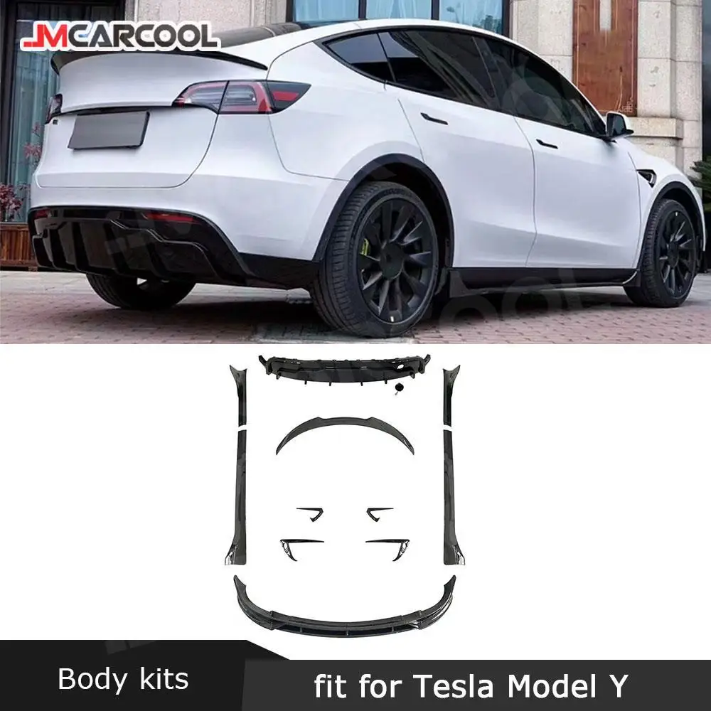 

Комплект кузова из углеродного волокна для Tesla Model Y, передний бампер, губа, задний диффузор, боковые юбки, задний спойлер