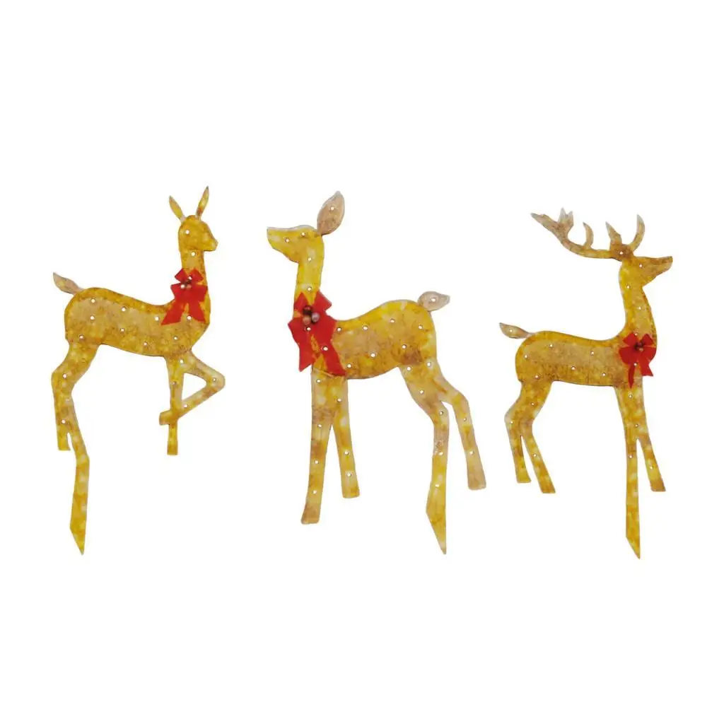 Warm White Christmas Reindeer Light Stakes for Outdoor Yard Decorations Acrylic Glowing Deer Animal Garden Figures