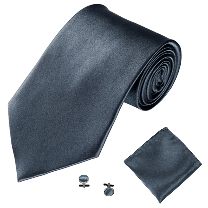 Cravatte da uomo Set Regali per uomo Donna 10CM Accessori da sposa Gemelli Hanky in raso Cravatta Accessori Hombre Gravatas Masculino