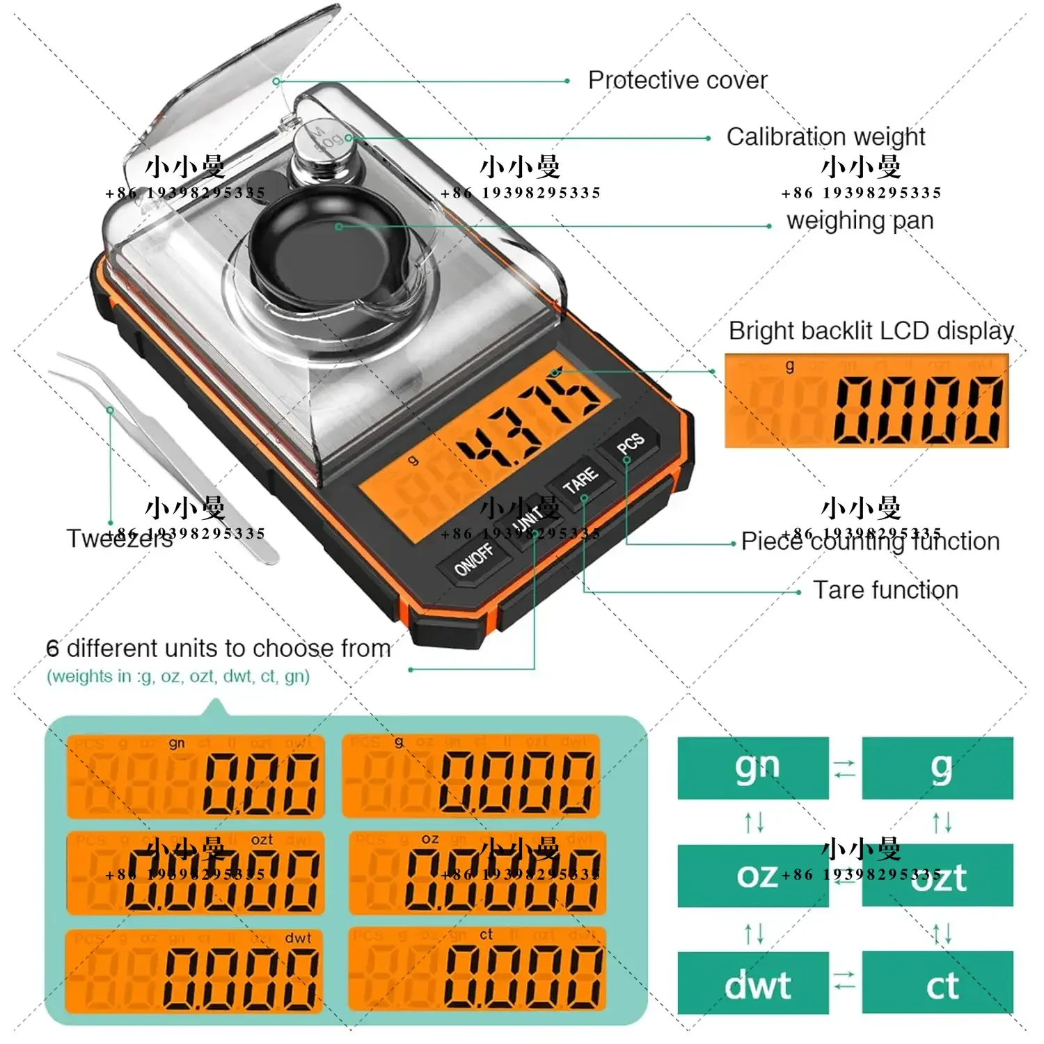 50g Portable Digital Milligram Scale,0.001g Precise Graduation,Professional Pocket Scale with 50g Calibration Weights Tweezers