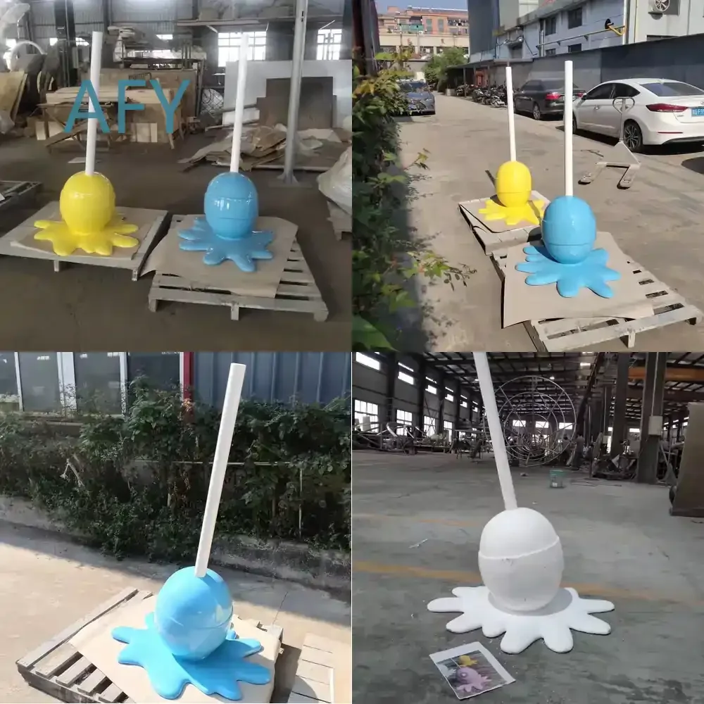 Colorful Melt Lollipop Resin Fiberglass Figurine for Home Decor for Window Display for Christmas Decorations for Candy Theme