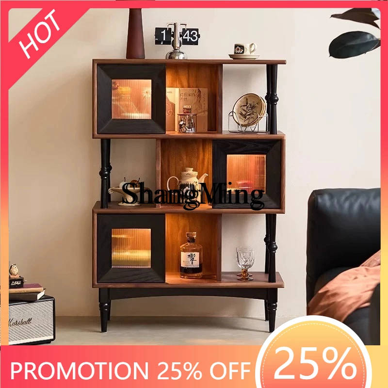 

CL antique entrance cabinet Solid wood bookshelf display Edge cabinet Module combination TV cabinet