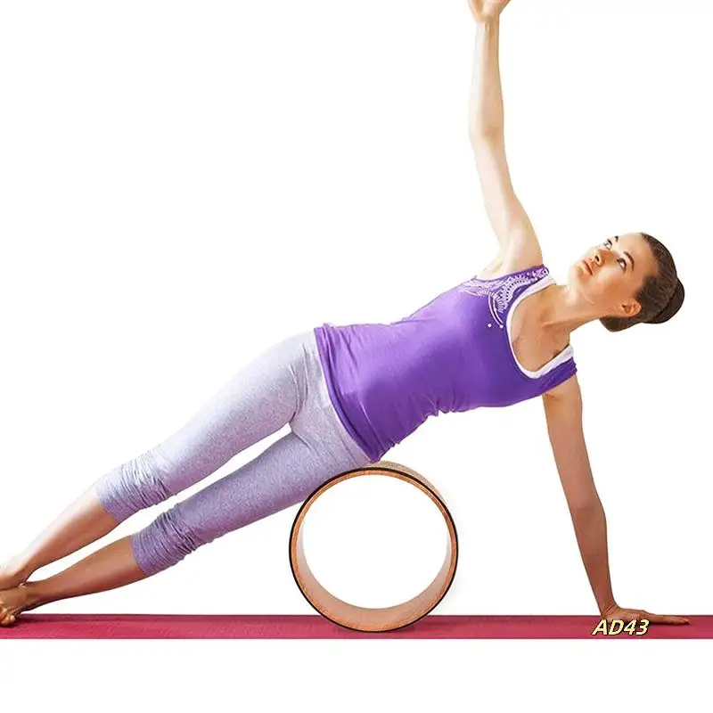 

2X Yoga Wheel Back Wheel Cork Yoga Wheel For Stretching Flexibility Back Bends Deepen Yoga Pose Backbend Wood