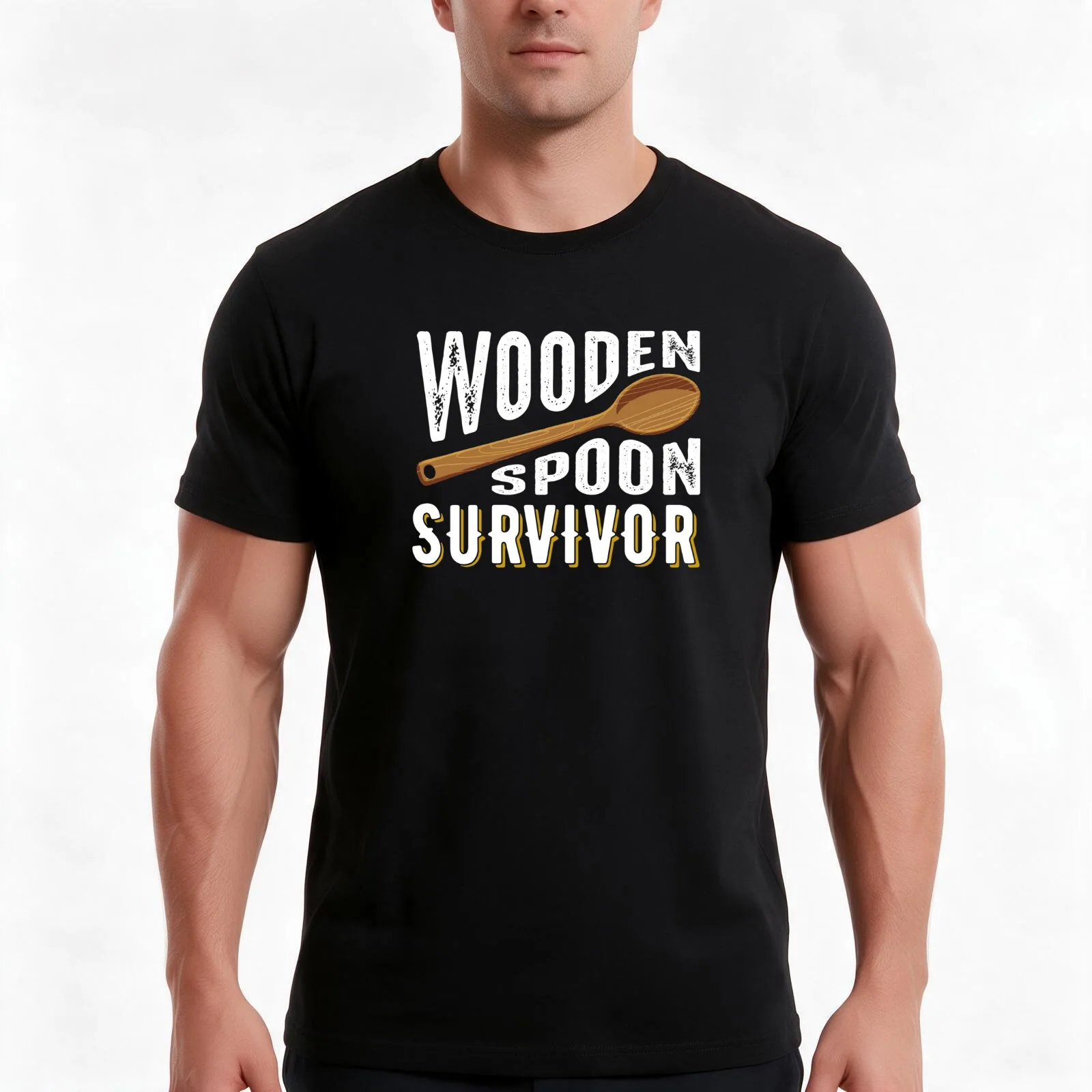 Best Wooden Spoon Survivor Ever T-Shirt Summer Casual Cotton Tee Oversized Streetwear Tops Vintage Graphic Print 100% Cotton