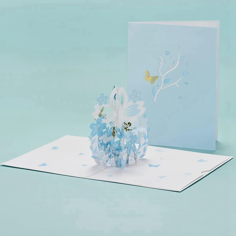 Up Card With Blue Butterfly Envelopes For Thinking Of You, Birthday, Mother's Day, Anniversary Etc All Occasion