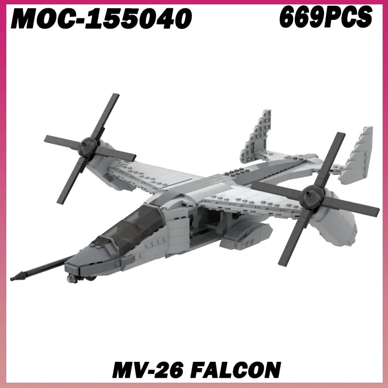 

669 шт. MOC- 155040 Горячие MV-26 Falcon Technology Строительные кирпичи Военный транспорт Модель самолета Блоки Самолет Военные фанаты Игрушки