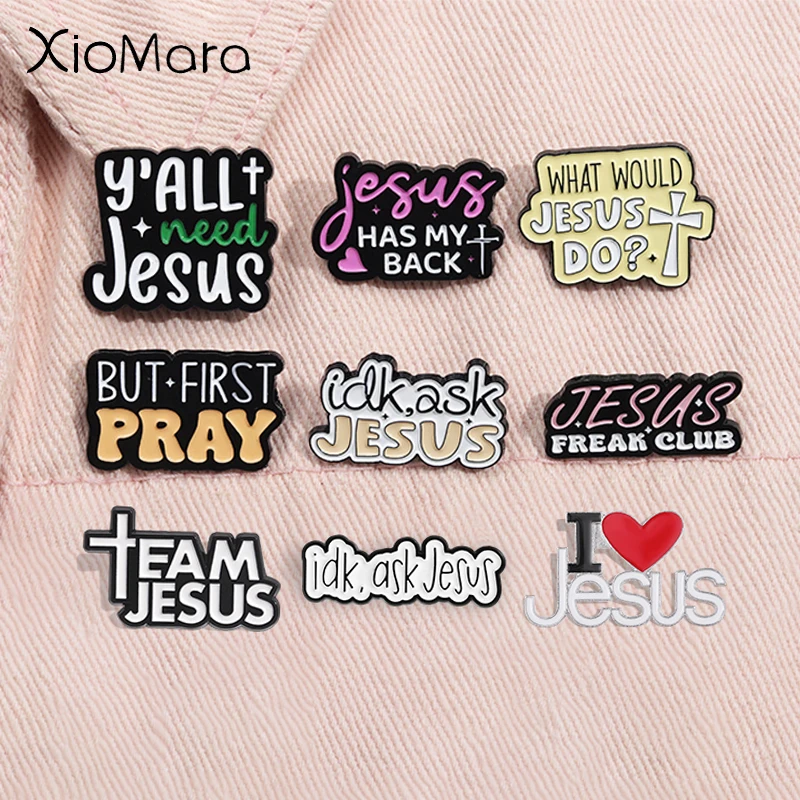 I Love Jesus Enamel Pins Custom Quotes Jesus Team Christian Faith Religious Bible Verse Cross Brooches Lapel Badge Jewelry Gifts