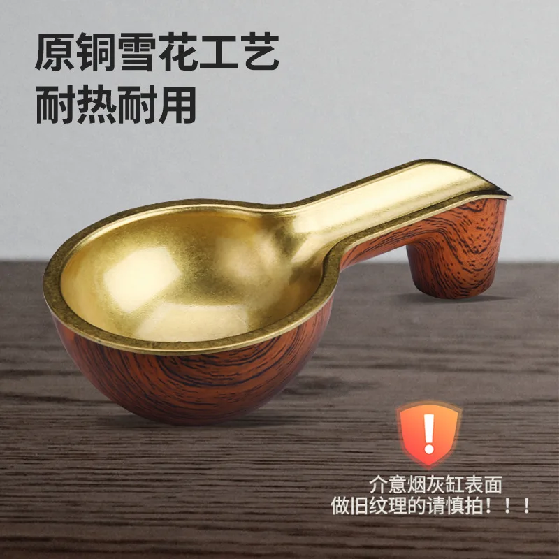 European style, creative and unique, wooden ashtray, exquisite retro bronze cigar tray, American office decoration items, gift image 3