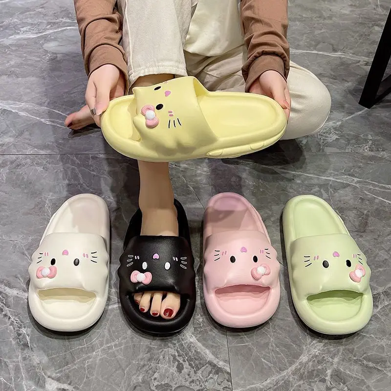 Hello Kitty girl's new simple creative sweet and cute cartoon pattern soft and comfortable thick-soled indoor non-slip slippers