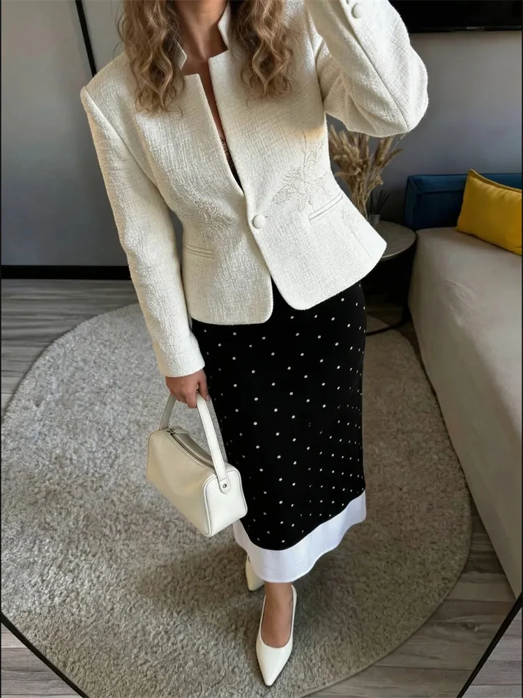 Tossy Fashion High Waist Contrast Long Skirt Women's Slim Commute Patchwork Elegant Party Looks Female Summer Casual Maxi Skirt