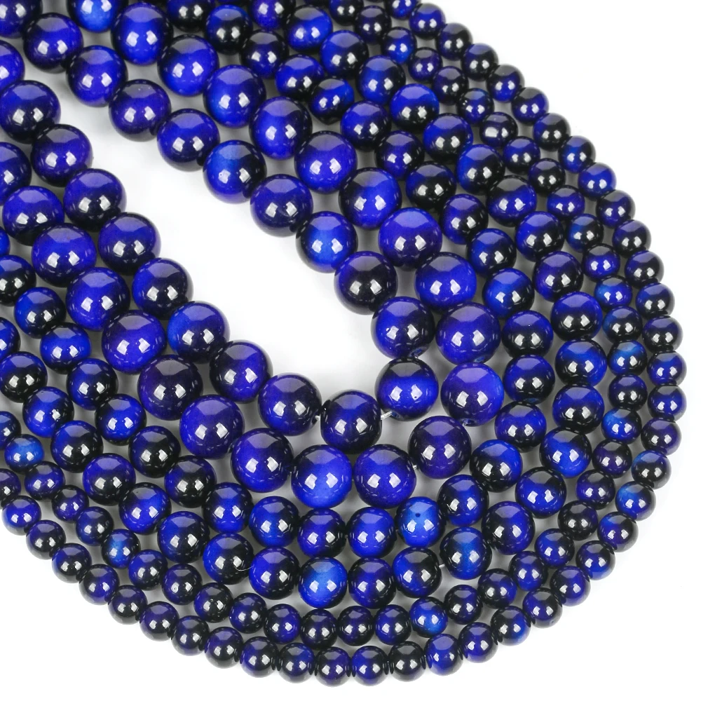 Natural Glass Beads Lapis Lazuli Blue Loose Spacer Beads for Jewelry Making DIY Bracelets Earring Accessories