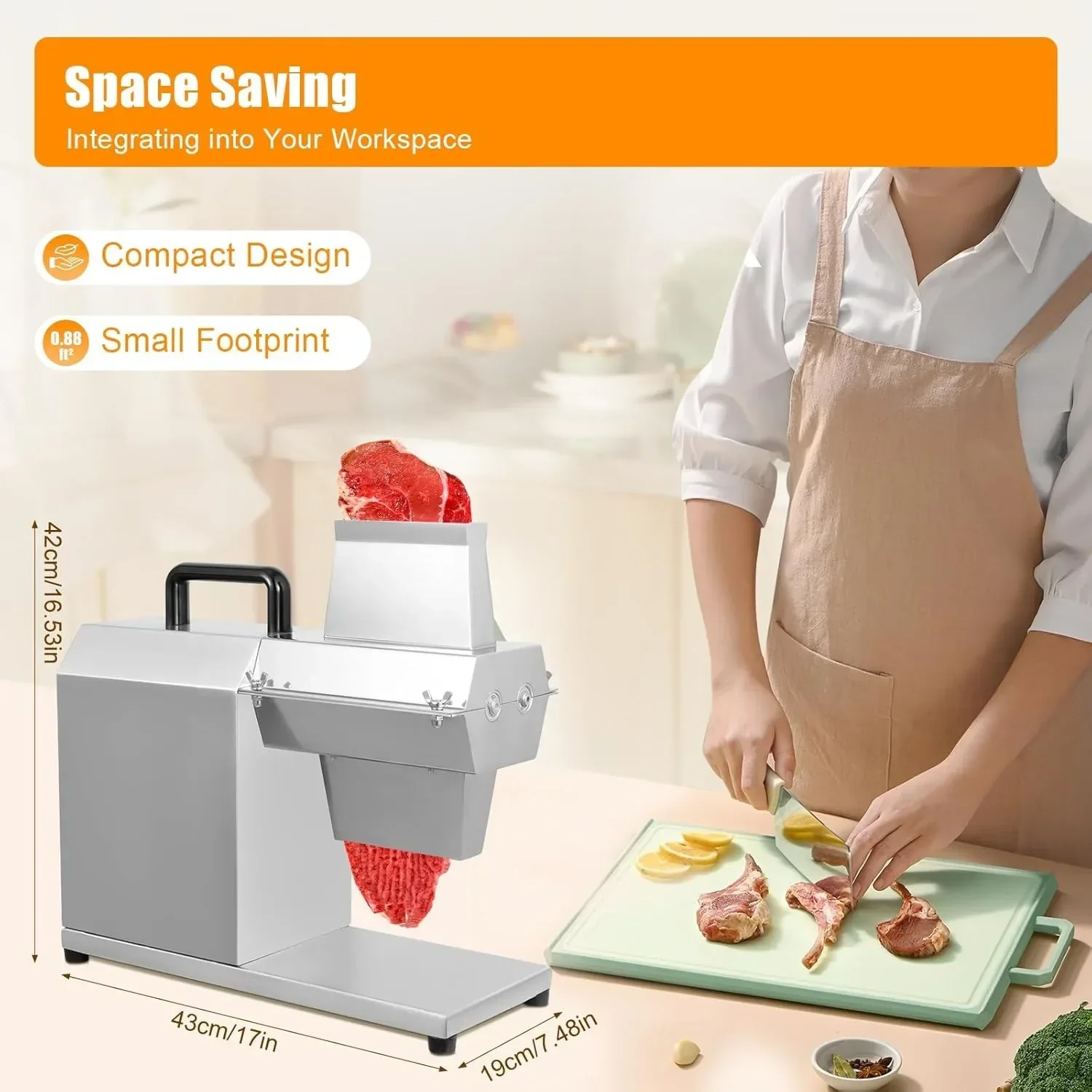 آلة مغرض اللحوم الكهربائية، أداة تجارية شديدة التحمل من الفولاذ المقاوم للصدأ لترطيب لحم البقر والدجاج الديك الرومي ولحم الخنزير