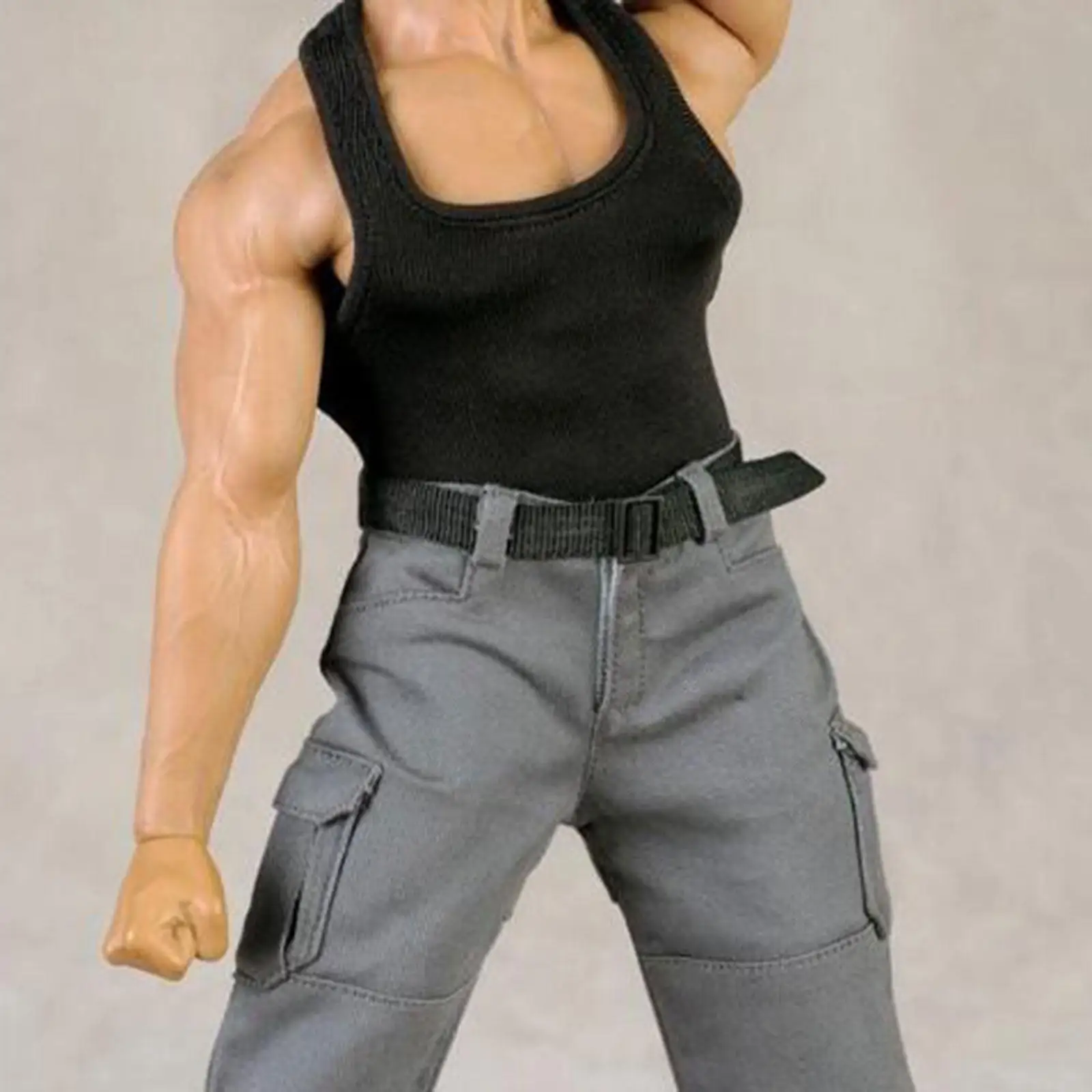 1/6 Scale Men Figures T Shirt Sleeveless Vest for 12inch Male Action Figures Black